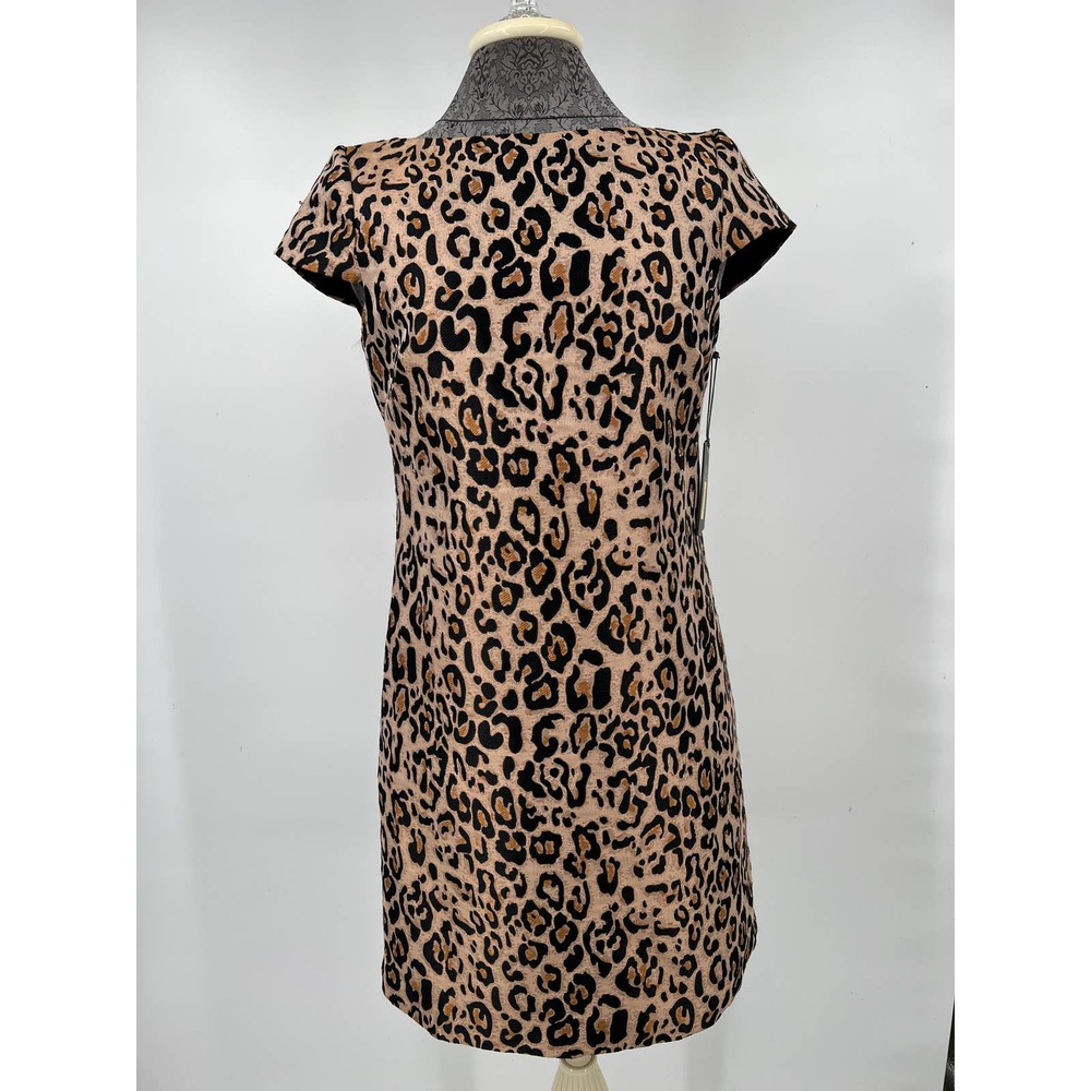 Vince Camuto leopard print midi sheath dress size 4 NWT